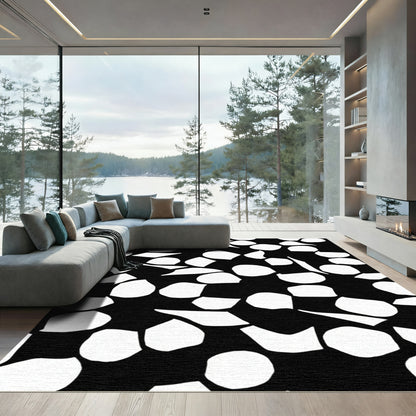 Abstract White Pebble Scatter Rug