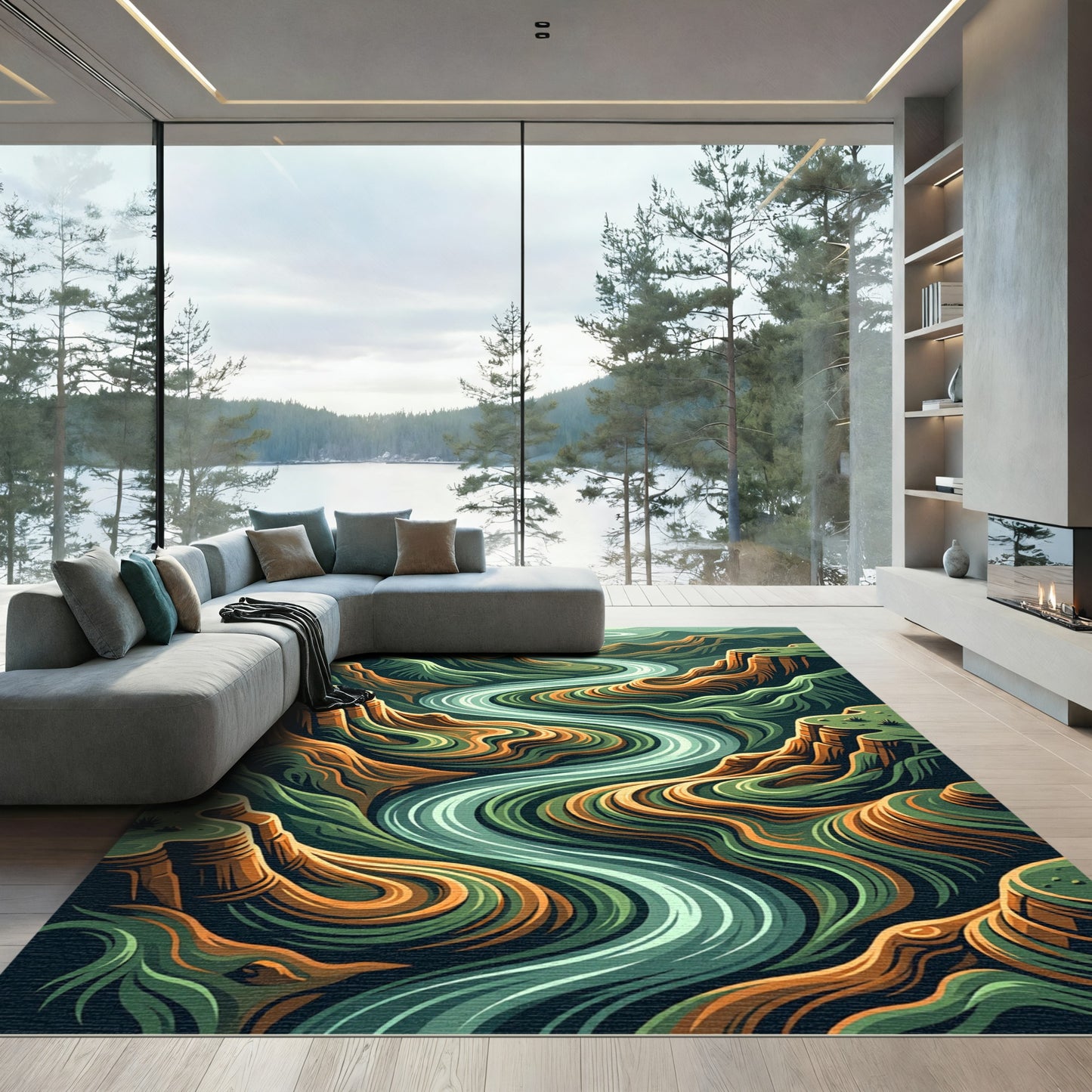 Grand River Canyon Swirl Rug