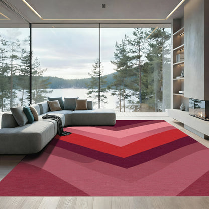 Crimson Peach Chevron Layer Rug