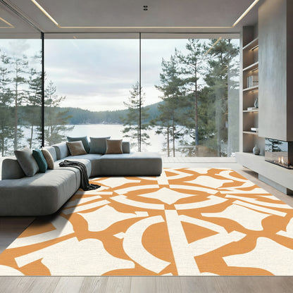Orange Cream Abstract Geometric Shape Rug