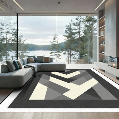 Modern Gray Abstract Chevron Rug