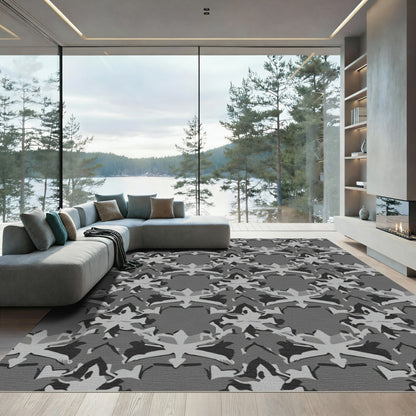 Monochromatic Abstract Symmetry Brocade Rug