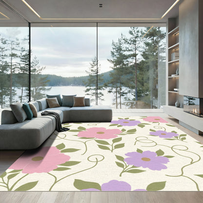 Pink Purple Floral Vine Bloom Rug