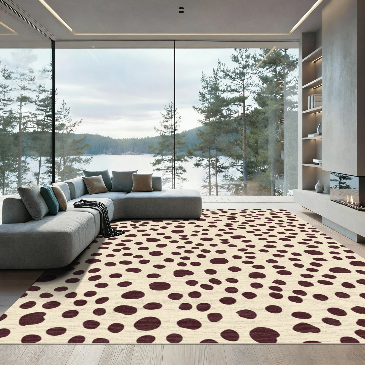 Creamy Brown Polka Dot Scatter Rug