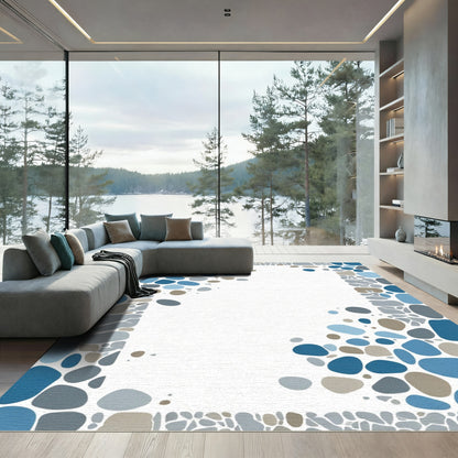 Pebble Border Blue Gray Medley Rug
