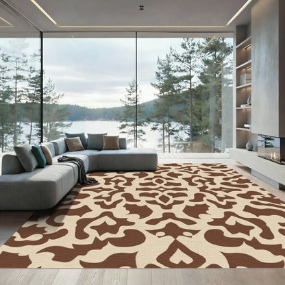 Brown Tan Organic Damask Rug