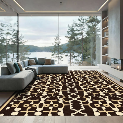 Tribal Black Cream Abstract Organic Rug