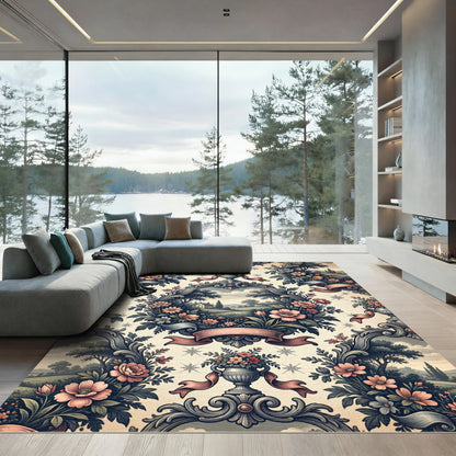 Vintage Floral Landscape Garland Rug
