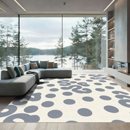 Creamy Gray Blob Dot Pattern Rug