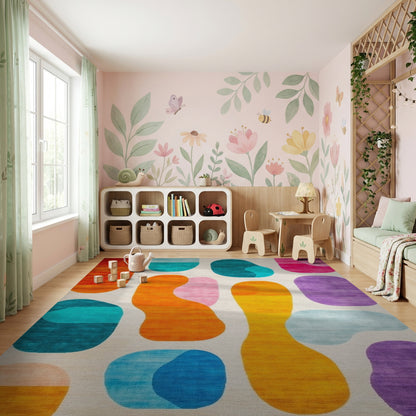 Vibrant Abstract Organic Shapes Rug