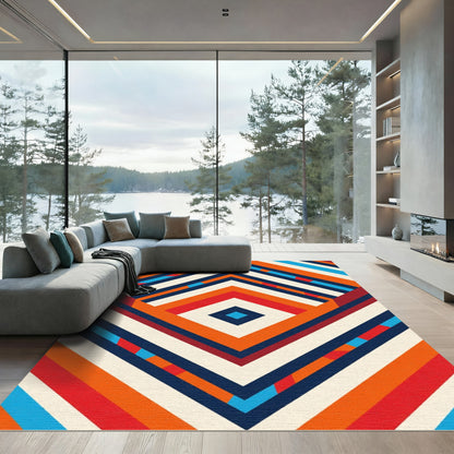 Bold Geometric Diamond Striped Rug