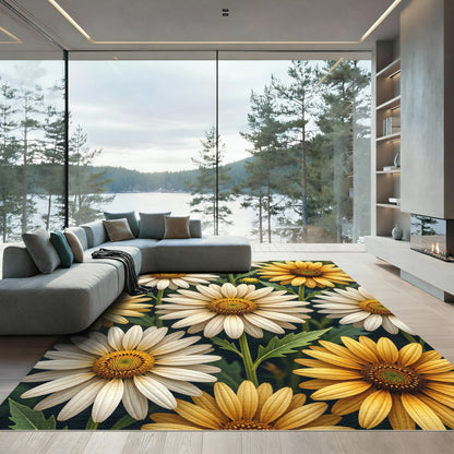 White and Gold Daisy Meadow Rug