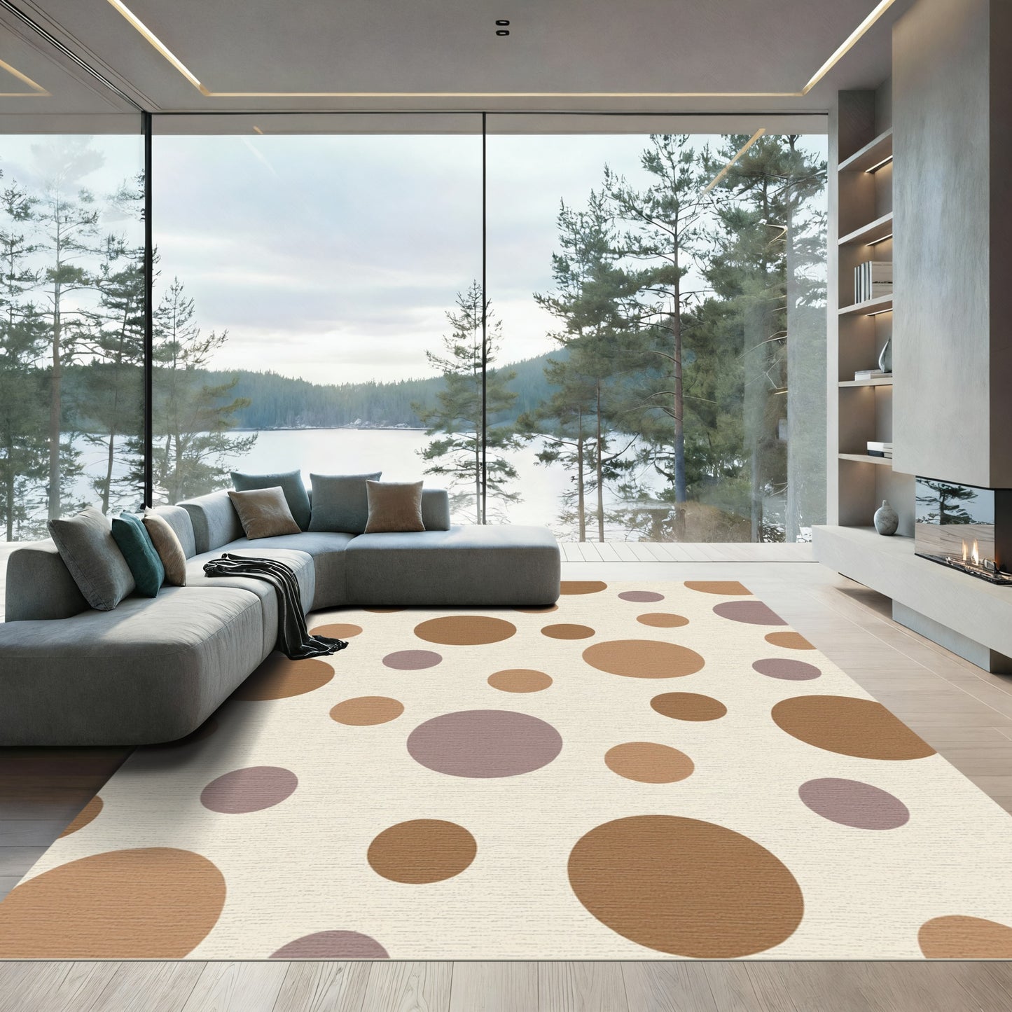 Earthy Tone Polka Dot Scatter Rug