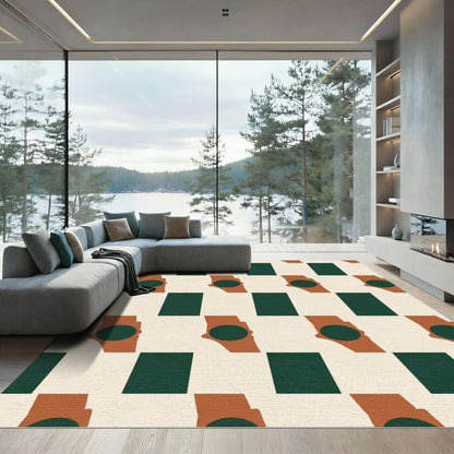 Geometric Hand With Circle Pattern Rug