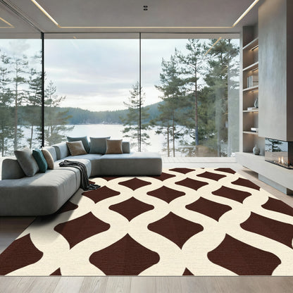 Classic Lattice Brown Ivory Geometric Rug