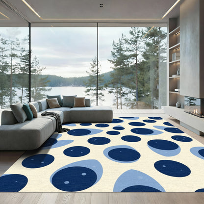 Indigo And Blue Circles Design Rug