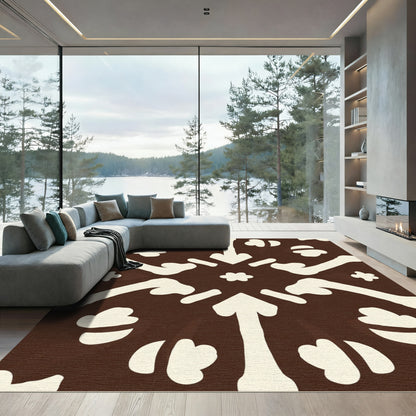Brown Cream Bone Medallion Rug