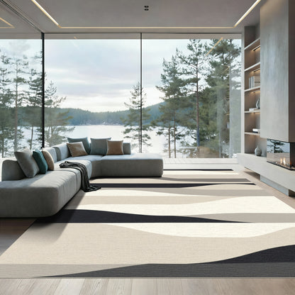 Monochrome Sand Dune Abstract Landscape Rug