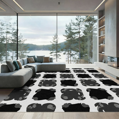 Monochromatic Abstract Organic Squares Rug