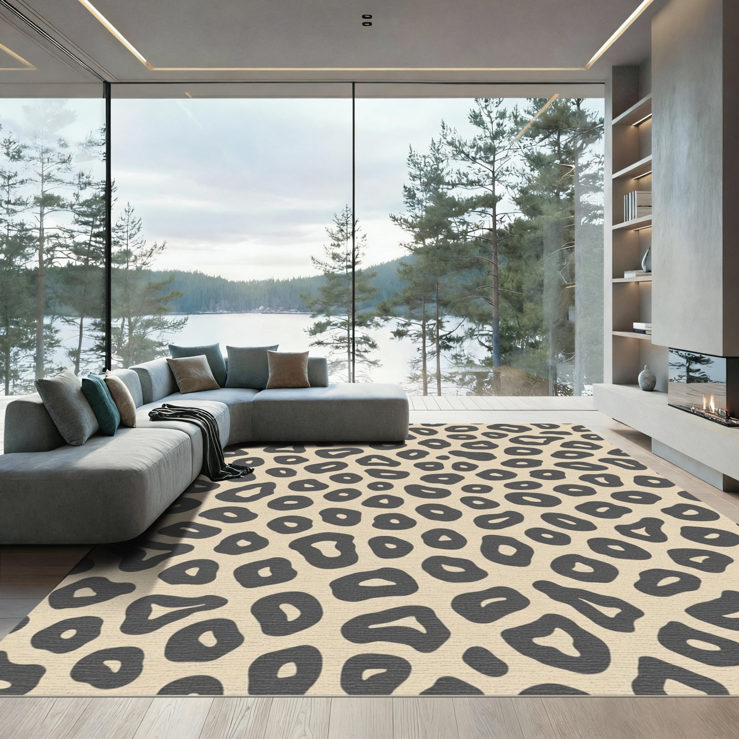 Cream And Grey Spotted Spots Rug