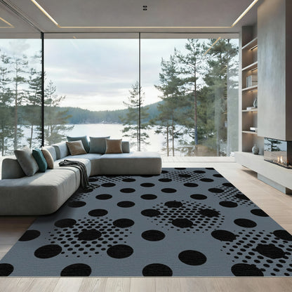 Gray Black Polka Dot Halftone Rug