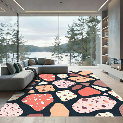 Abstract Terrazzo Stone Collage Rug