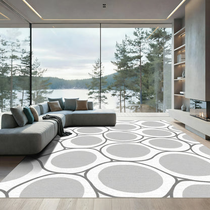 Abstract Gray Amorphous Ovals Rug