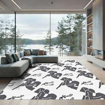 Abstract Black Figure Dance Composition Rug
