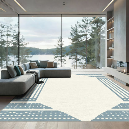 Blue Column Geometric Frame Rug
