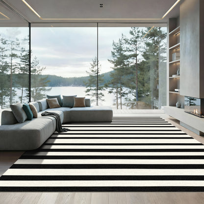Graphic Linear Black White Rug