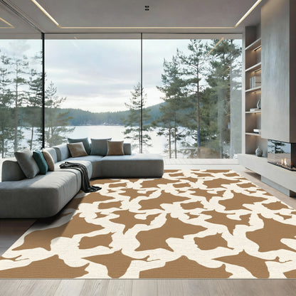 Brown Cream Organic Shape Rug