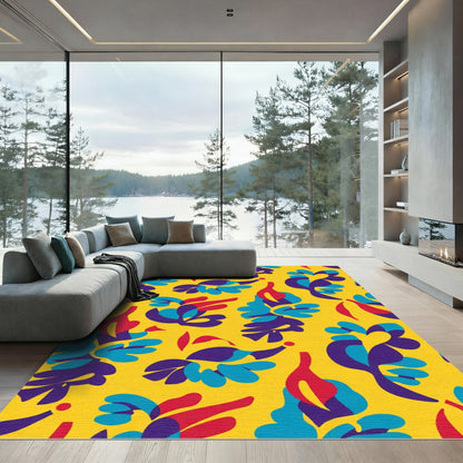 Retro Abstract Botanical Forms Rug