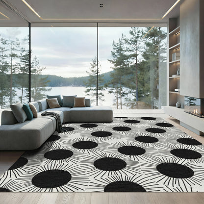 Black White Sunburst Scatter Rug