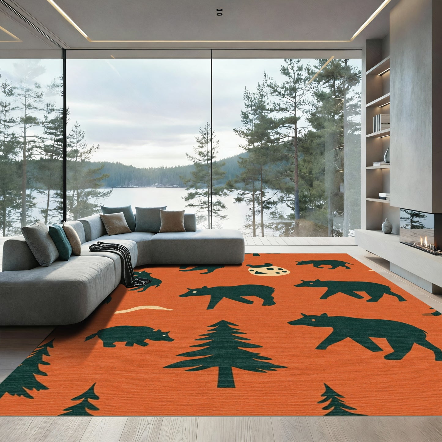 Forest Bears Trees Autumn Collection Rug