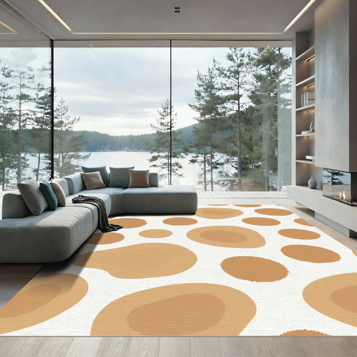 Caramel Spots Blob Arrangement Rug