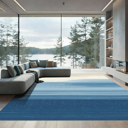 Blue Horizon Striped Watercolor Rug