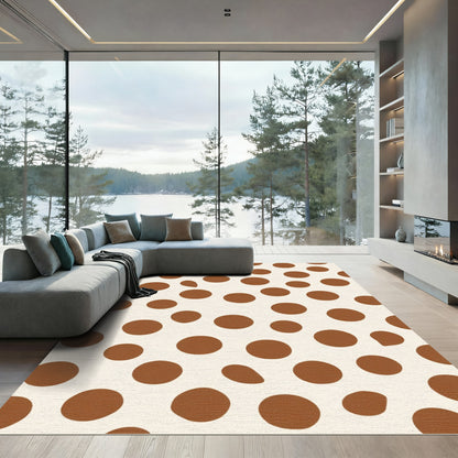 Earthy Ochre Polka Dot Scatter Rug