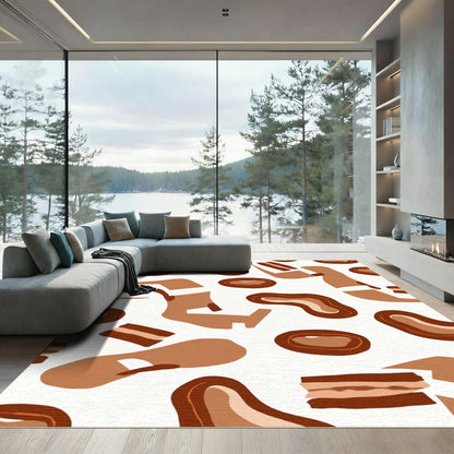 Brown Hue Abstract Fluid Shapes Rug