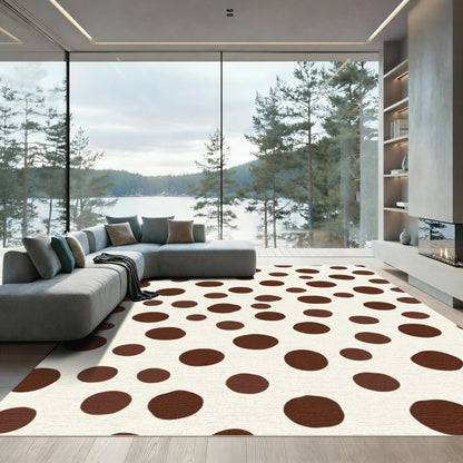 Brown Dalmatian Spots Circles Rug