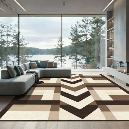 Earthy Tones Geometric Block Chevron Rug