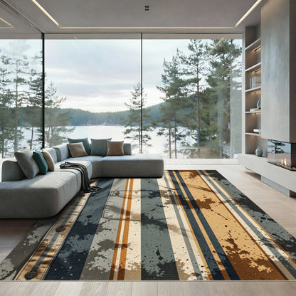 Splattered Stripe Abstract Composition Rug