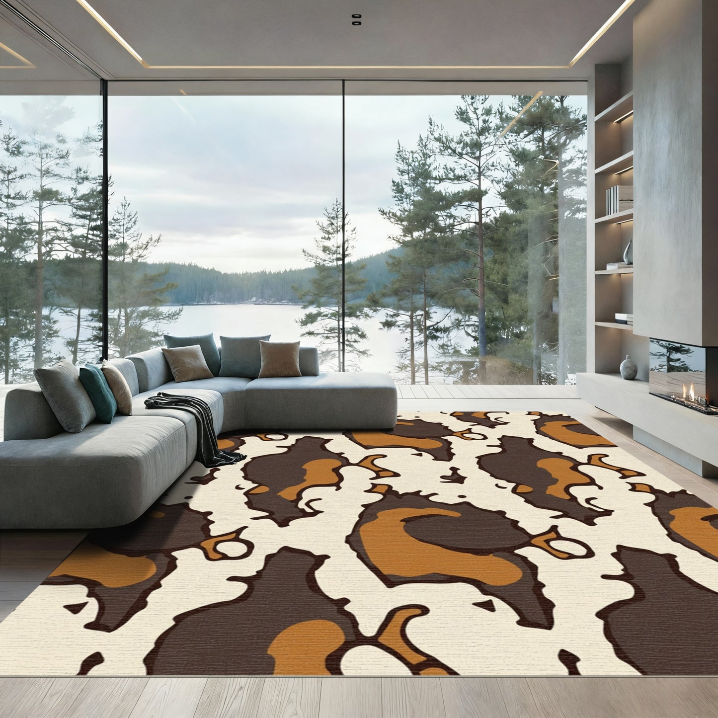 Natural Abstract Organic Form Rug