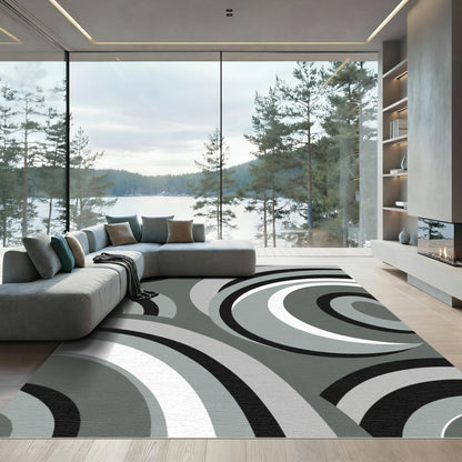 Mono Swirl Graphic Circles Rug
