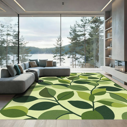 Various Green Leafy Branches Rug