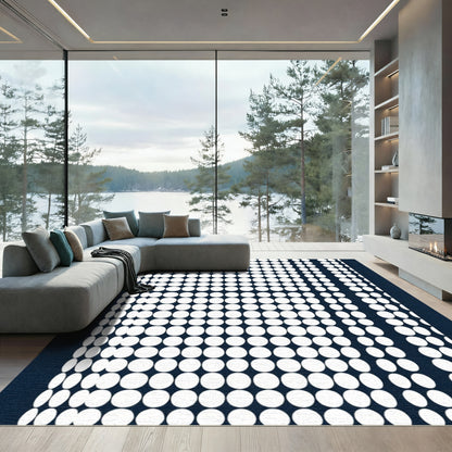 White Circles Dark Gradient Rug