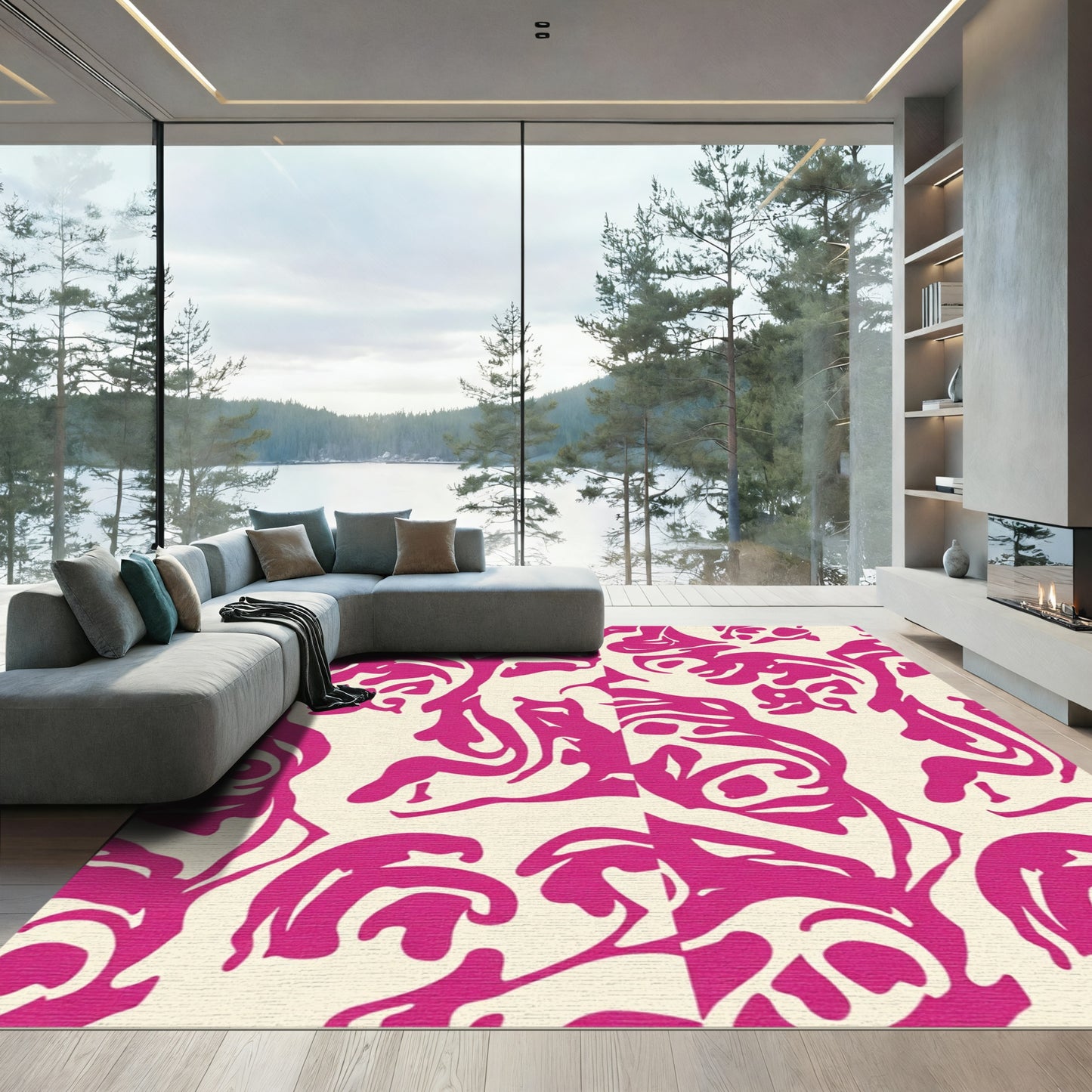 Bold Magenta Organic Swirl Rug