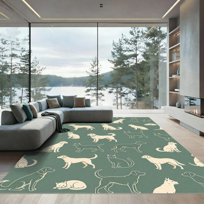 Charming Sage Green Dog and Cat Rug