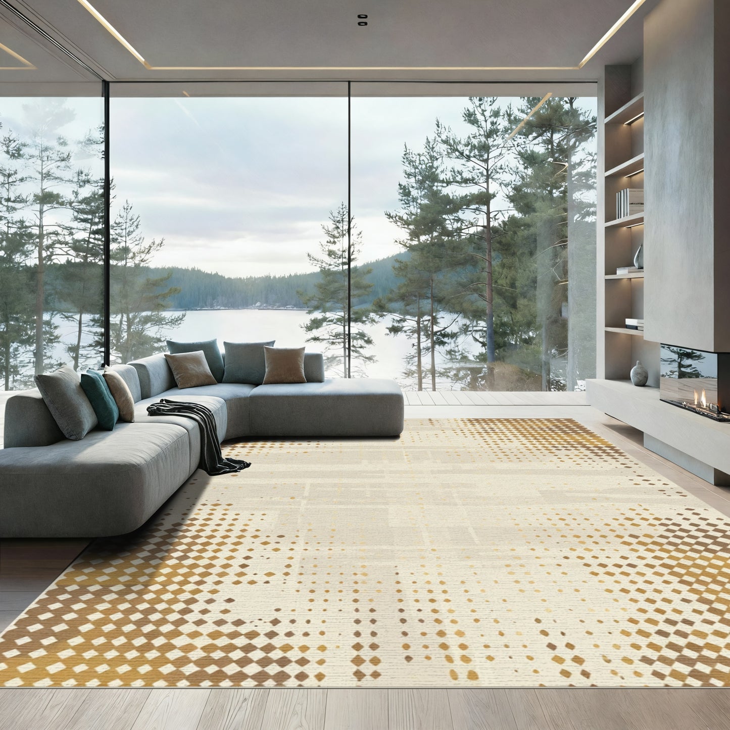 Grayscale Diamond Gradient Texture Rug