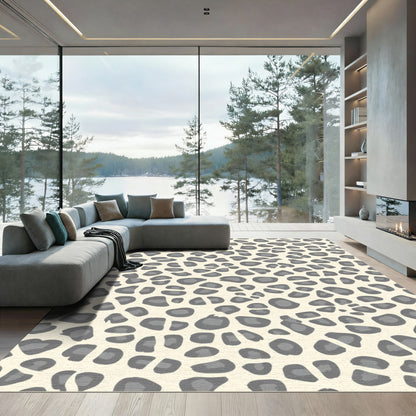 Neutral Gray Animal Spot Composition Rug
