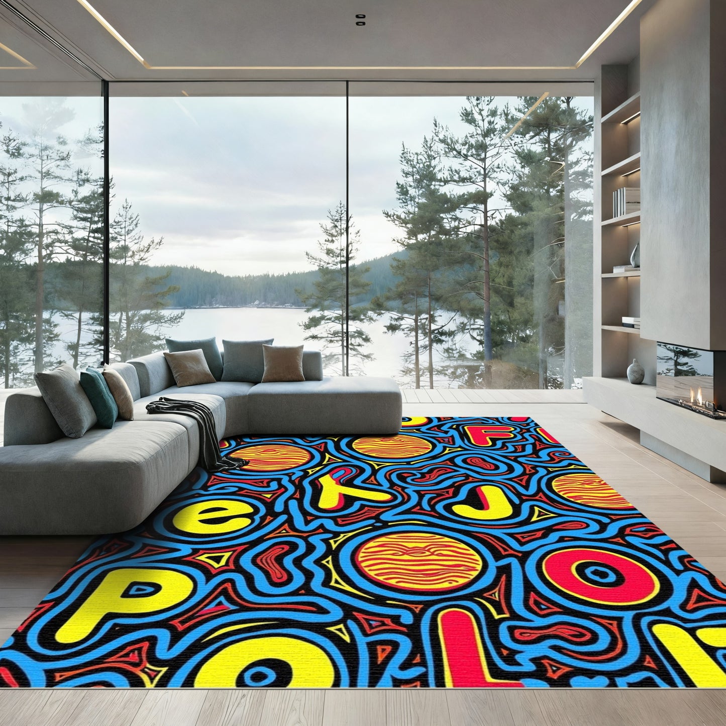 Bold Alphabet Circles Swirl Rug